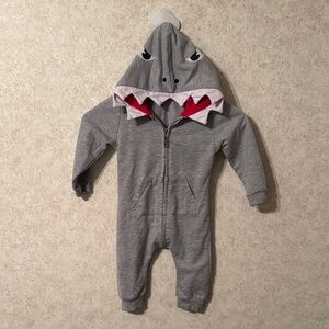 Gray Shark Hooded Kids One Piece